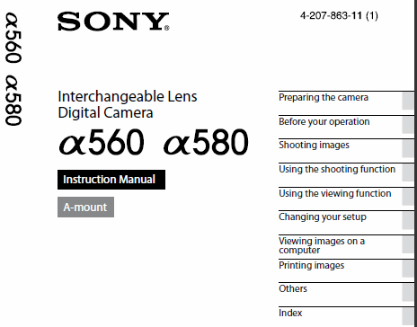 Sony A560/A580 User manual