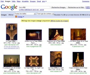 Google : rechercher les images oranges