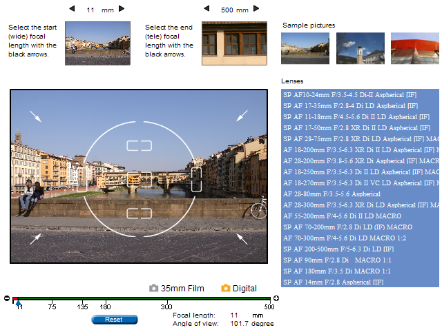 Tamron - Lens Comparison Tool (based on focal length)